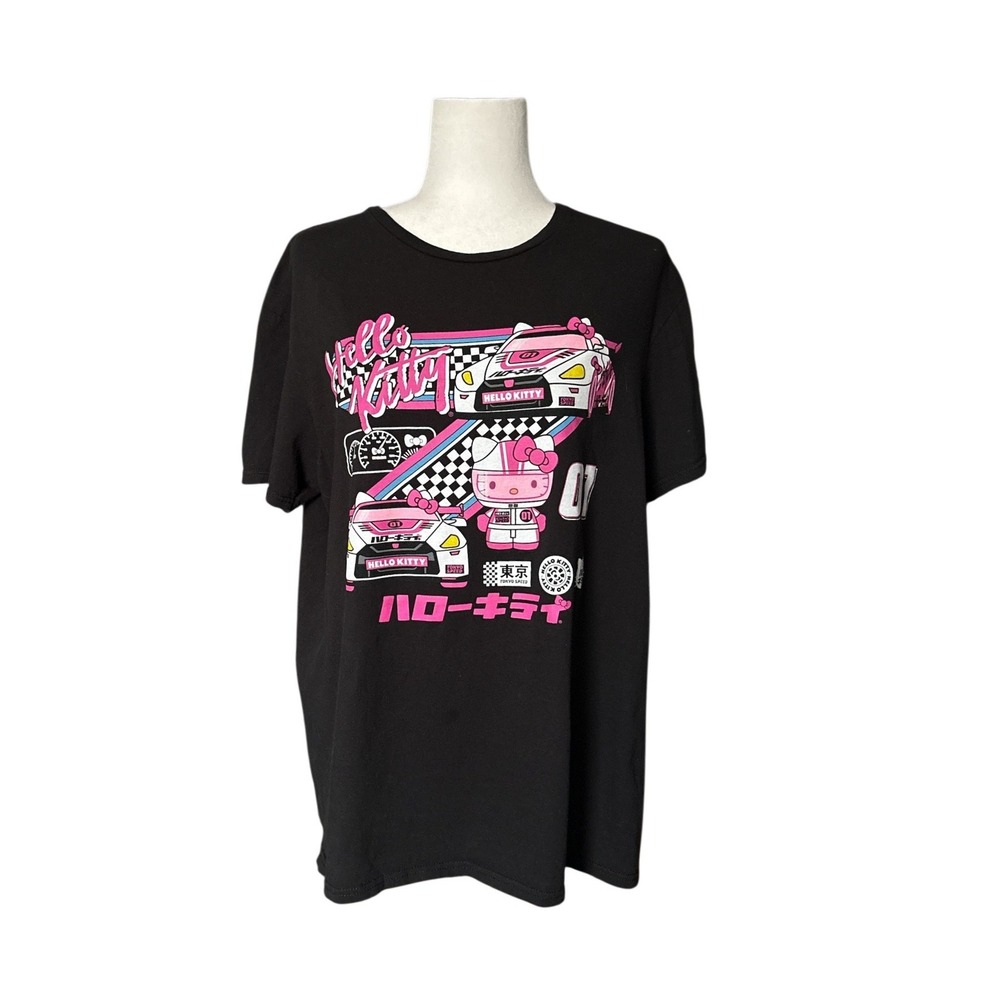 Hello Kitty‎ Sanrio Tokyo Speed Racing Graphic T-Shirt Black Women's Size Large